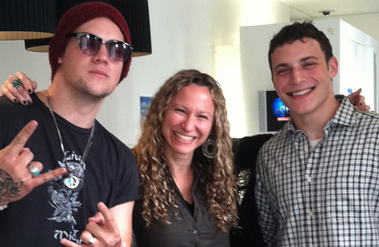 Alison Grand in the greenroom at Fox News with American Idol finalist James Durbin (left) and Ariel Small just prior to a segment on Different is the New Normal, the powerful PBS documentary in which they are both featured that takes aim at the stigma of Tourette Syndrome