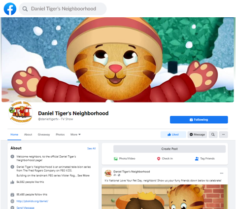 Daniel Tiger’s Neighborhood Facebook