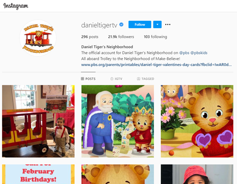 Daniel Tiger’s Neighborhood Instagram 