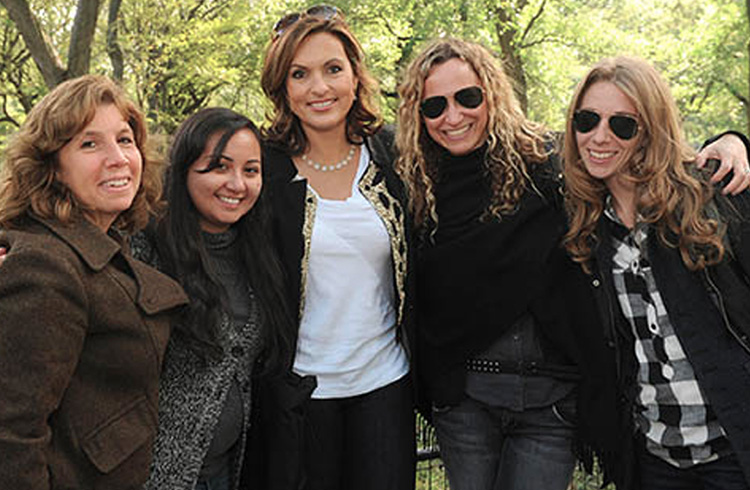 Alison Grand, Laura Liebeck, Jaymie Presberg and Rachel Tringali of Grand Communications work and “play” with Emmy-winning Actor and mom, Mariska Hargitay at the Ultimate Block Party in Central Park, presented by Play for Tomorrow