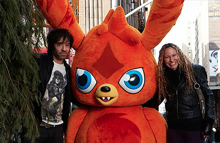 Alison Grand and Mind Candy CEO Michael Acton Smith (aka “Mr. Moshi”) get their close-up with Katsuma during the photo shoot for the May 2012 issue of Fast Company magazine