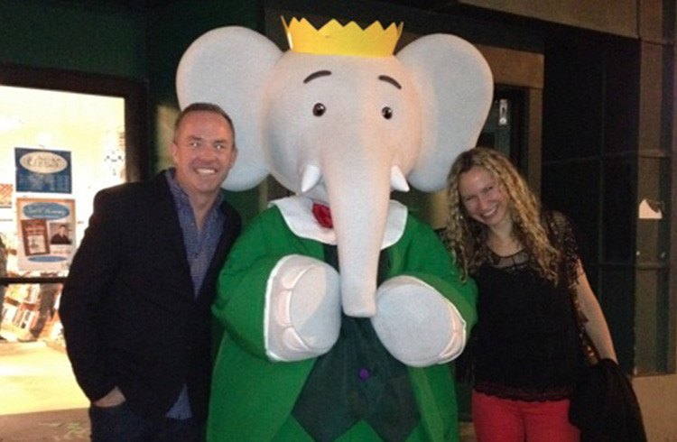 The world’s most famous elephant, Babar, gets his close-up with Grand Communications’ Alison Grand and Nelvana Enterprises’ Andrew Kerr