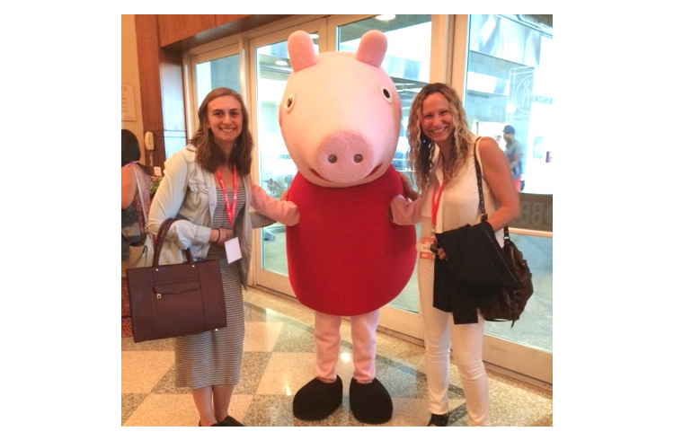  Peppa Pig, star of the hit Nick Jr. TV series, steals the show at Sweet Suite with Grand Communications’ Alison Grand and Elizabeth Hatry