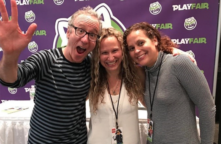 Grand Communications’ Alison Grand having a totally awesome time at Playfair in NYC with Jennifer Oxley and Billy Aronson, creators of the multiple Emmy-winning animated series Peg + Cat 